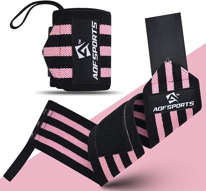 AQF Wrist Wraps for Weightlifting - USPA & IPL Approved 18" Gym Wrist Support with Thumb Loop - Heavy Duty Lifting Wrist Straps for Fitness, Workout, Powerlifting, & Bodybuilding (Pair)