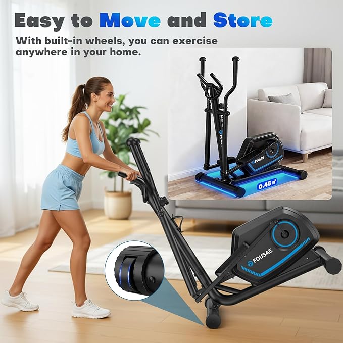 Elliptical Exercise Machine for Home, 16-Level Magnetic Resistance Elliptical Trainer with Hyper-Quiet Drive, 15.5IN AStride, LCD Monitor & App Support, 350LBS Weight Capacity