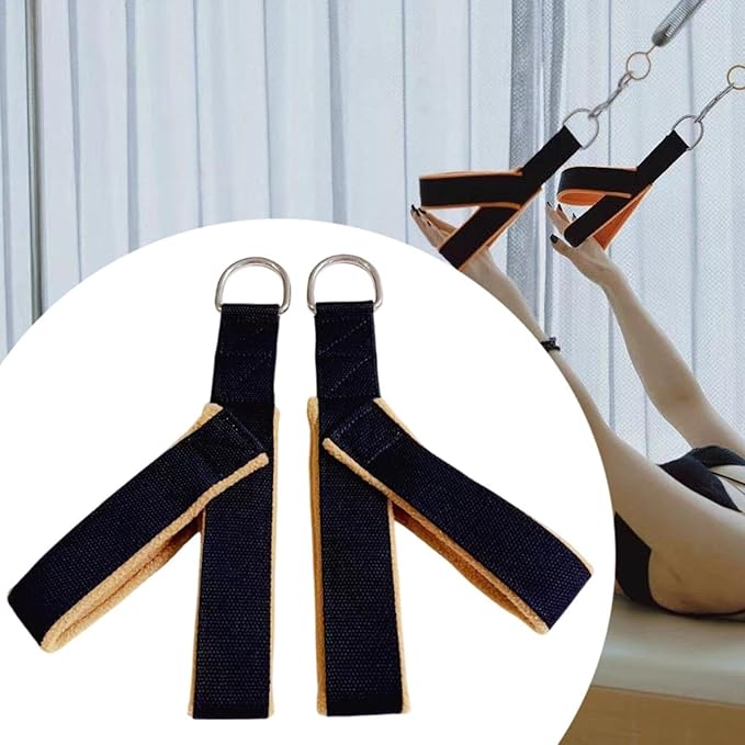2Pcs Pilates Straps Reformer Straps D Ring Core Waist Back Leg Y Loops Fitness Straps Yoga Straps for Exercise Men Home Women
