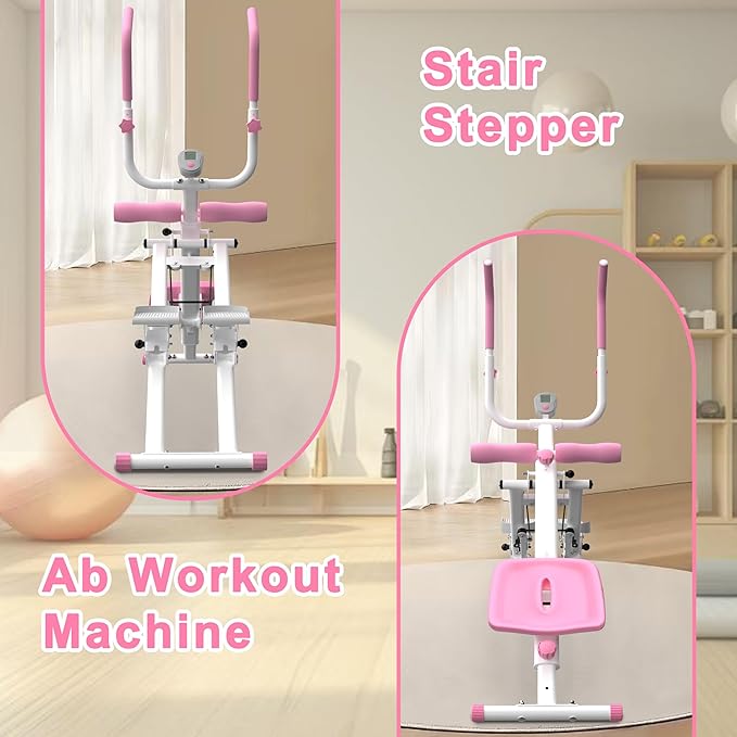 2 in 1 Stair Stepper and Ab Machine, High-Efficiency StairMaster Climber & Ab Trainer, Multi-Function Home Gym Equipment for Full Body Workout, Cardio and Core Training