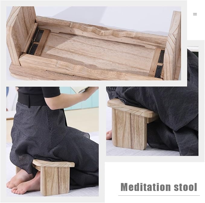 Meditation Kneel Sit Stool Wooden Meditation Bench for Home Temple Relaxation Non-Slip Design for Comfortable Sitting and Improved Circulation