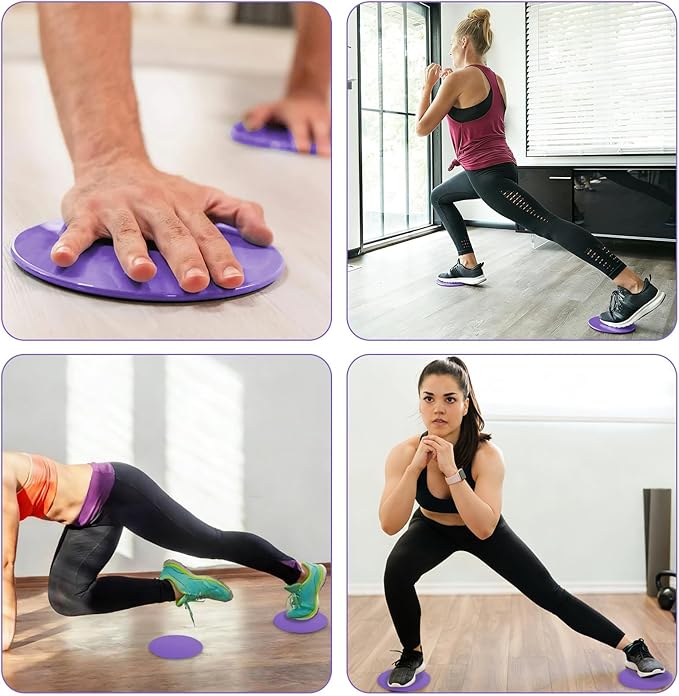 Upgrade Sport Core Sliders for Working Out - Dual Sided Glide Discs for Full Body Workout on Carpet or Hardwood Floor - Fitness & Home Exercise Equipment for Athletes