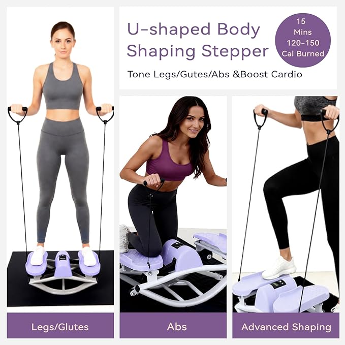 Rock Stepper Side to Side – Lateral Stepper & Glute Trainer with Resistance Bands, Low Impact Side to Side Stepper for Home Exercise, Quiet Step Rocker Machine No Assembly 250LBS