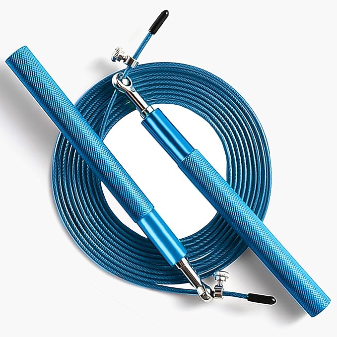 Speed Jump Rope - 360° Swivel Ball Bearing - Adjustable steel coated rope-Aluminum Anti Skipping Handle -Fitness Training Boxing Sports Exercises -Suitable for Kids and Adults