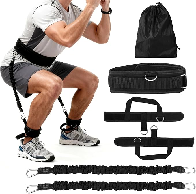 Vertical Jump Trainer, Leg Strength Resistance Belt, Jump Training Equipment, Adjustable Leg Strength Training Belt for Basketball, Volleyball, Football, Tennis, Squat and Agility Workouts (C)