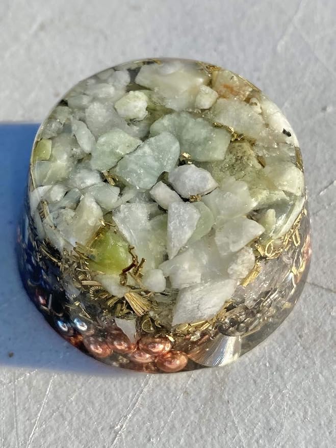 Jade Orgone Generator Energy Accumulator 528Hz/7.83Hz/Advance Harmonics Many Beautiful Ingredients and Colors! (Jade)