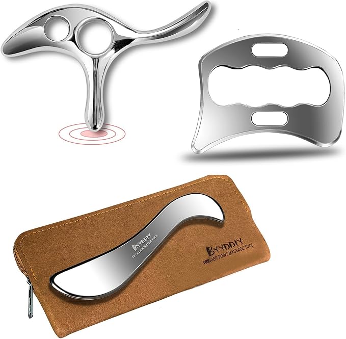 BYYDDIY 3 in 1 Stainless Steel Muscle Scraper Tools Set (TSD)