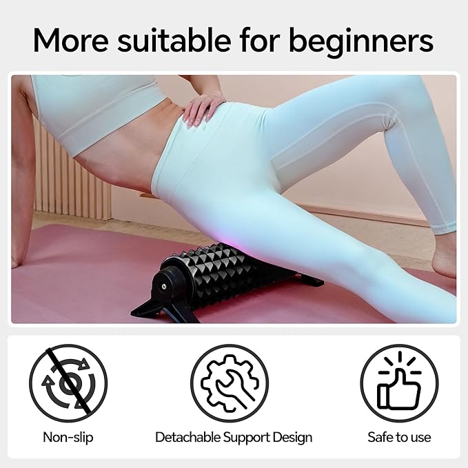Foam Roller with Detachable Stand, 18” Deep Tissue Massage Roller, Beginner-Friendly Support Design for Muscle Recovery, Home Workout & Fitness - Black
