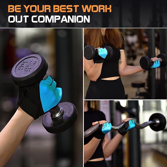 Workout Gloves for Women - Breathable Weight Lifting Gloves with Non-Slip Silicone Padding, Fingerless Gym Gloves for Cycling, Rowing, Pull Ups & Training (4 Sizes)