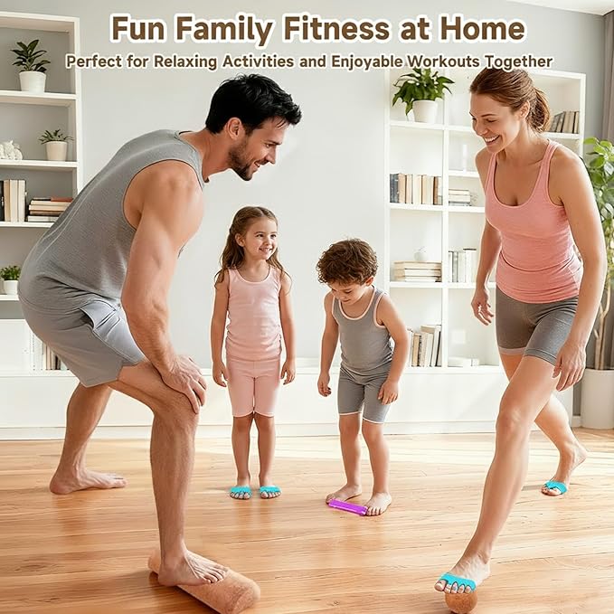 Cork Balance Board Foot Recovery & Balance Training Kit with Toe Separators, Massage Ball & Resistance Bands Plantar Fasciitis Relief, Foot Strengthening, Stability & Mobility for Sports & Outdoors