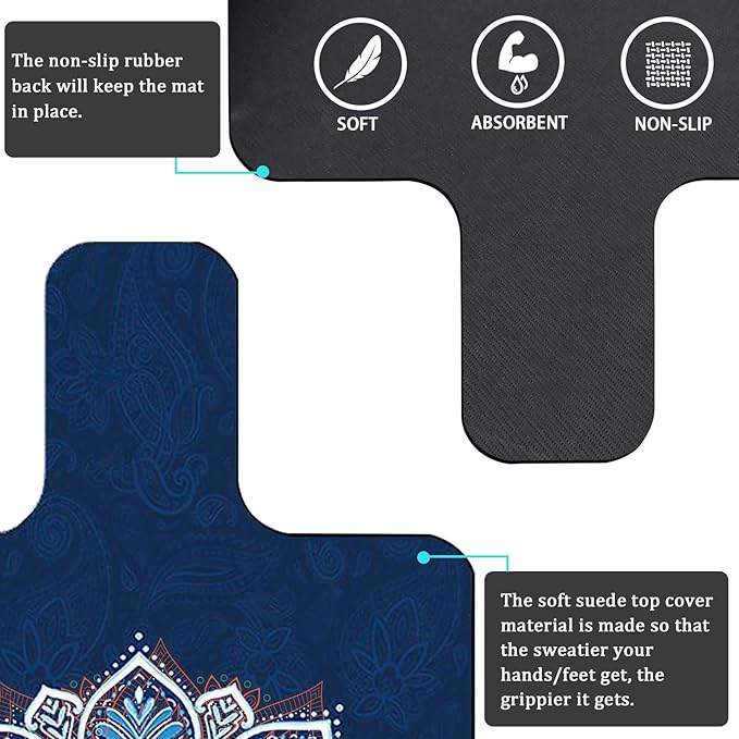 Non-Slip Pilates Reformer Mat Cover for Pilates Reformer Machine Equiment Extra Thick 1.5mm, 39 * 24inch,Mandala Flower Pantern