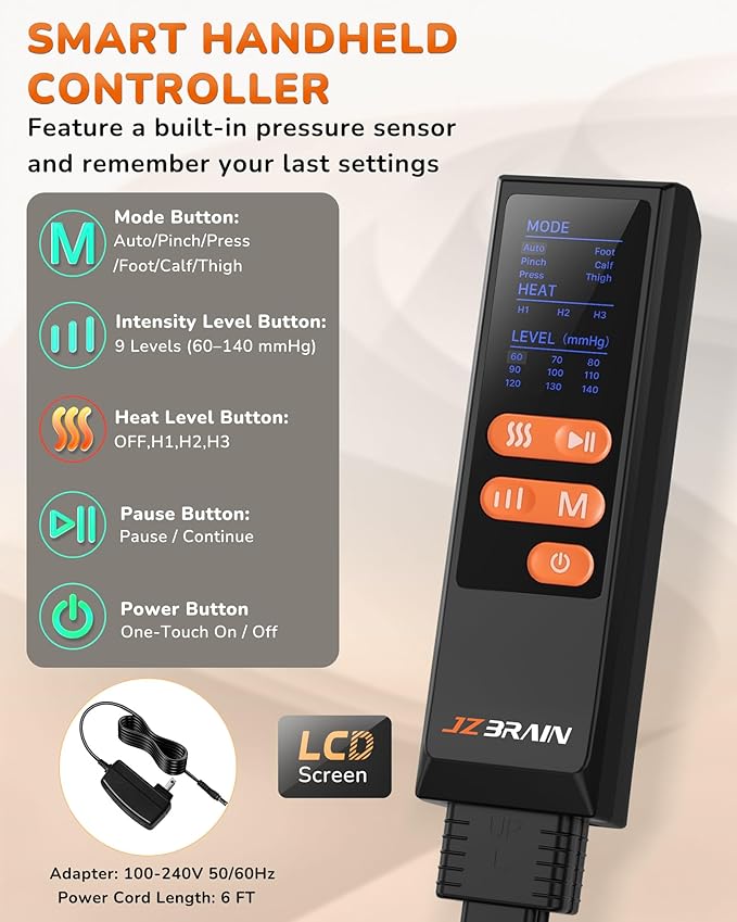 Leg Massager with Heat and Compression : Foot and Calf Massager for Circulation and Pain Relief, Sequential Compression Boots with 6 Modes, 9 Intensity, 3 Heat - Gifts for Mom, Dad, Him, Her