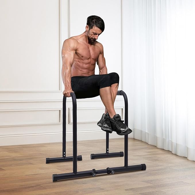 Bitodd Dip Single Bar, Adjustable Dip Stand, Fitness Dip Bar Station, Removable, 440 Lbs Weight Capacity, Double Bar Double Arm Bender, Fitness Equipment for Gym, Personal Residence, Black