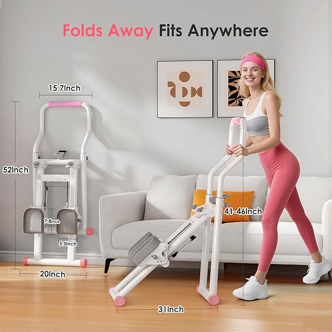 DlandHome Stair Stepper for Home Gym, Foldable Vertical Climber Machine with LCD Monitor, Stair Master with Adjustable Handlebar & Oversized Pedal, Stair Climber for Full-Body Workout