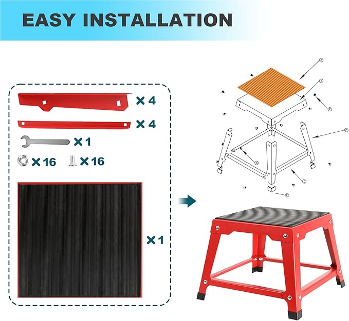 12 Inch Plyometric Platform Box Red Step Up Box Exercise Jump Box Gym Step Up Platform Fitness Jump Box Step Stool Exercise Jumping Box Step Stool Workout Exercise Fit Training