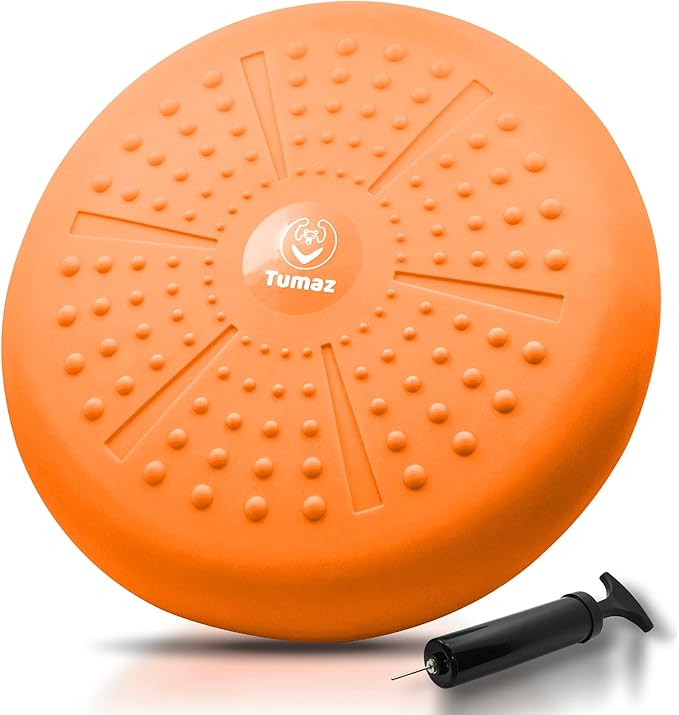 Tumaz Wobble Cushion - Wiggle Seat to Improve Sitting Posture & Stay Focused for Sensory Kids, Balance Disc to Core Strength & Flexible Seating [Extra Thick Balance Board, Pump Included Wobble Board]