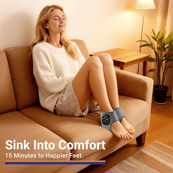 Foot Renew Triple Method Massager - Cordless Heated Foot Massager with 5 Heat & 3 Vibration for Pain Relief & Relaxation, Portable for Home, Office, Travel - Ideal Gift