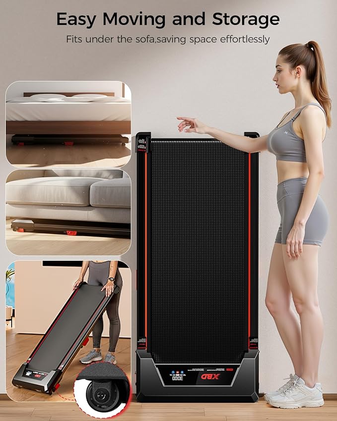 Walking Pad with Incline,XBD Under Desk Treadmill for Home Small Office,2.5HP Low Noise Portable Treadmill with 330 Lbs Capacity,Remote Control and LED Display