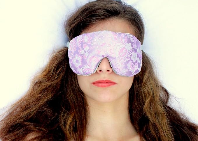 Handmade Weighted Sleep Eye Mask Yoga Pillow - Flax Seed Fill - Unscented - Lovely Lilac - TEMF-LL