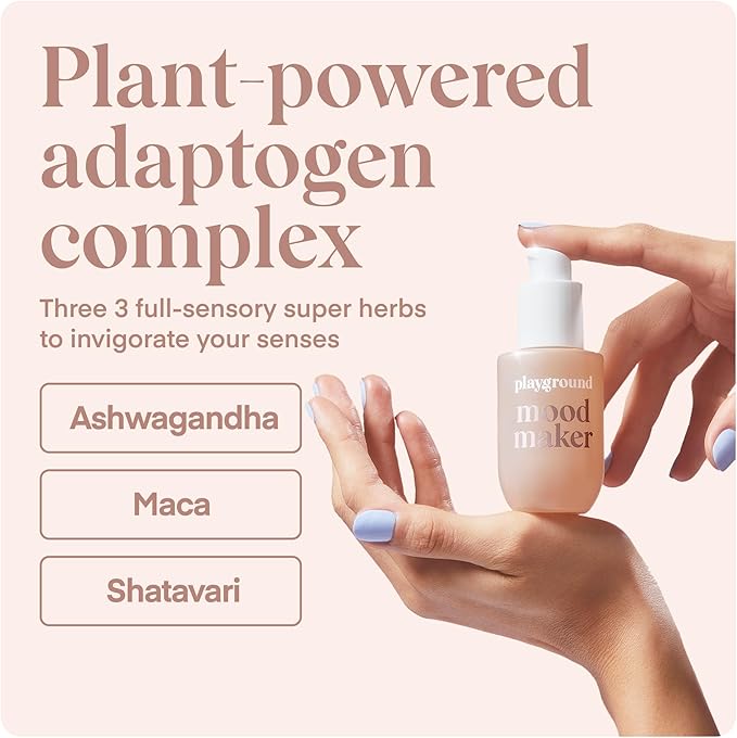 Playground Mood Maker Intimacy Oil, Organic Pleasure Enhancer with Ashwagandha, Reishi & Cordyceps, Pleasure Enhancing, Organic, Hydration, Travel Friendly Formula, 1 Fl. Oz.