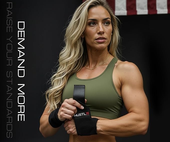 Hustle Athletics Wrist Wraps for Weightlifting - 18" & 12" Premium Wrist Support Weight Lifting Wraps to Lift Heavier & Train Harder - Heavy Duty Powerlifting & Bench Press Gym Straps for Men & Women