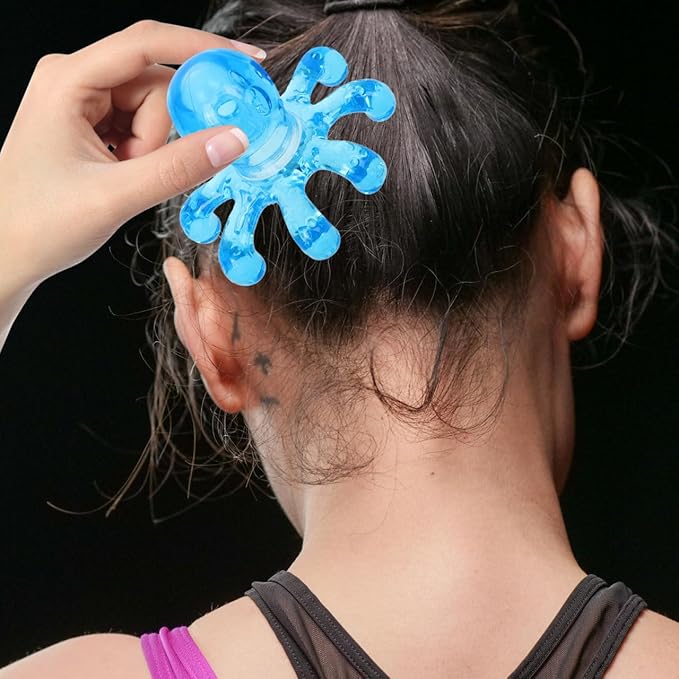 Octopus Massager 2 Pack Portable Handheld Scalp and Body Massage Tool Self Pressure Point Tool 3.93 Inch for Neck Head Relaxation, Blue