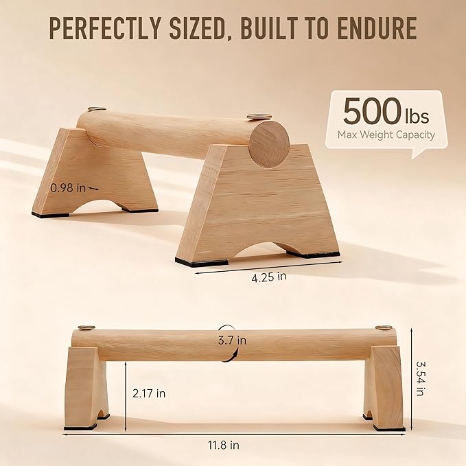 Wood Push up Bar, 2 PCS Parallettes Bars for Men Strength Training, Calisthenics Equipment for Handstand Training
