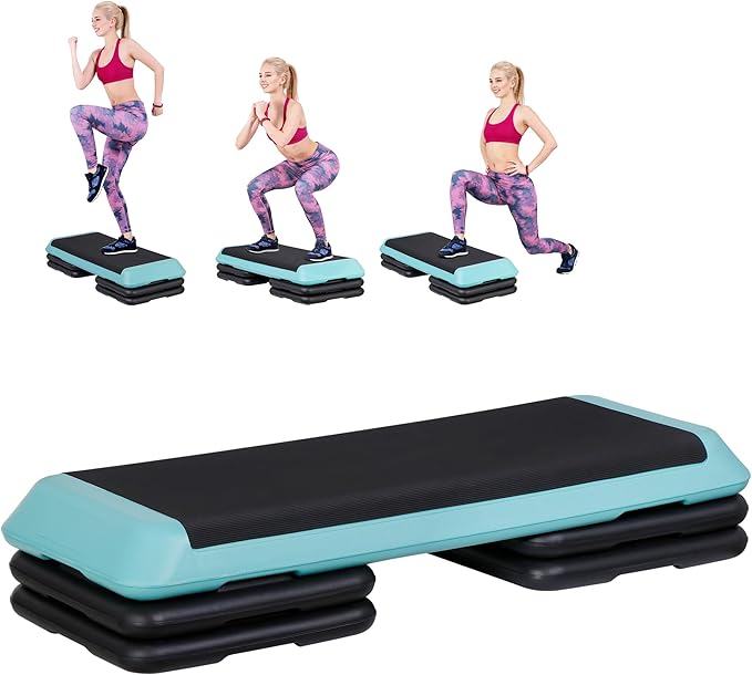 HomGarden 28.15" & 43" Adjustable Workout Aerobic Stepper in Fitness & Exercise Step Platform Trainer Stepper