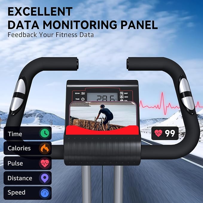 Foldable Exercise Bike for Small Apartments, Stationary Bikes for Home, Indoor Portable Cycling Bike with 16-Level Magnetic Resistance, 260LBS Capacity, 5.5 LBS Flywheel, for Small Space Workout 816
