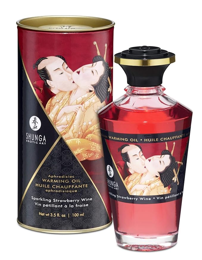 New - Aphrodisiac Warming Oil - Strawberries & Champagne Shunga