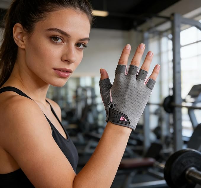 Women's Workout-Cycling-Fingerless-Gloves with Anti-Slip Palm - Breathable Grip Weightlifting Gym Sport Gloves
