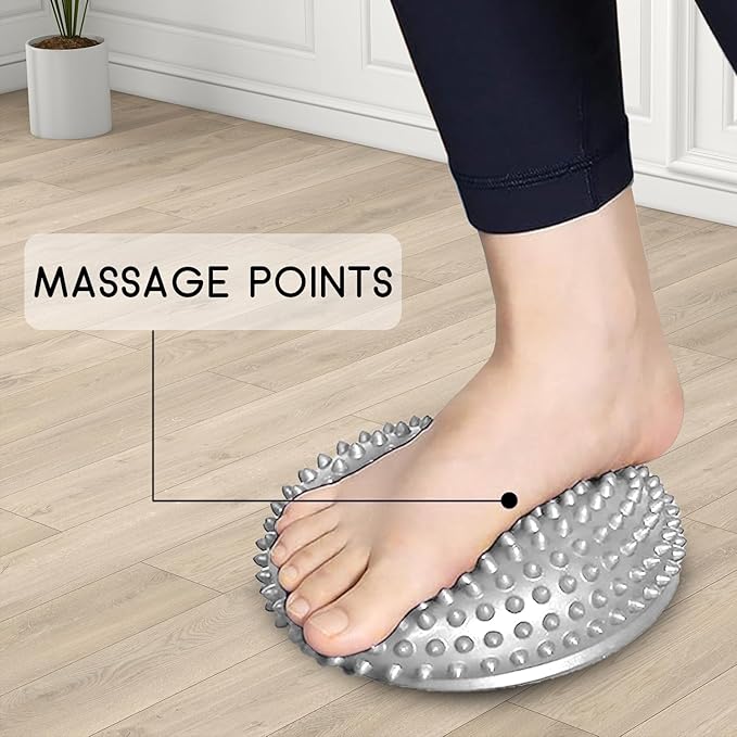 2 Pcs Hedgehog Balance Pods for Kids & Adults, Half Dome Pilates Ball Trainer with Hand Pump, Spiky Sensory Stepping Stones for Stability Training, Yoga, Gymnastics, Foot Massage & Motor Skills Development