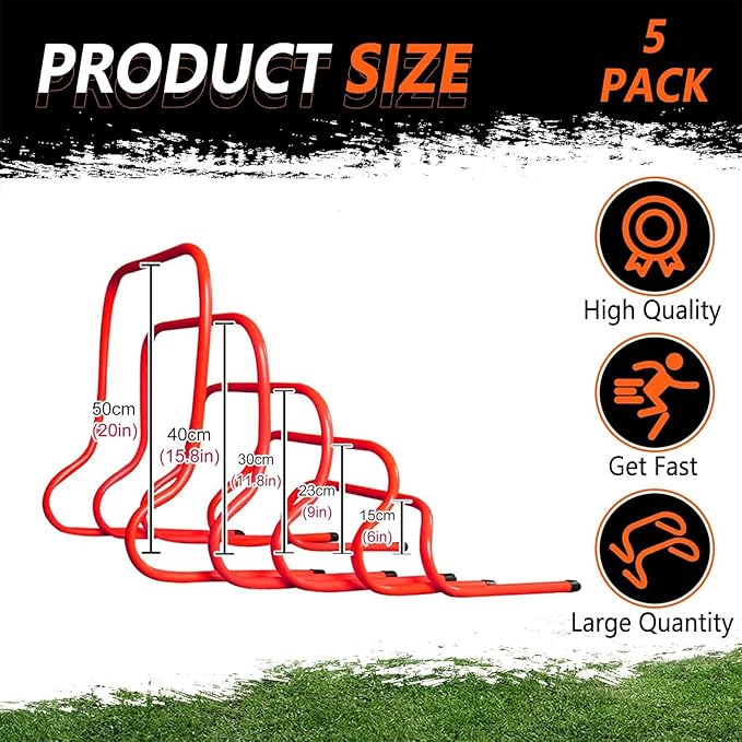 Agility Training Mini Hurdles, Lightweight Portable Agility Speed Hurdles, Soccer Training Equipment with Carry Bag, for Indoor and Outdoor Sports(15cm/6in)