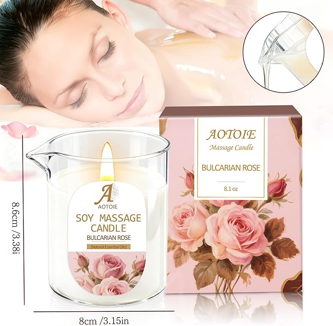 Warming Massage Candle 8.1 OZ for Relaxing and Skin Moisturizing, Massage Oil Candles Scented Candles for Couples, Romantic Gift Scented Candles for Home SPA