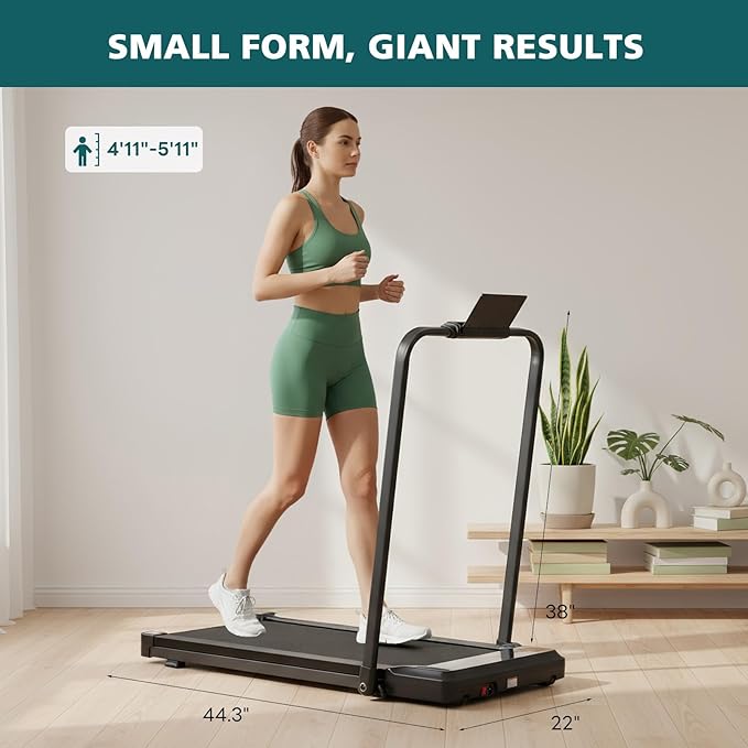 Smug Compact Armless Treadmill, Space Saving Design for Home & Office, Quiet Under Desk Walking Pad, 200 Lbs Capacity 3 in 1 Portable Walking Treadmill