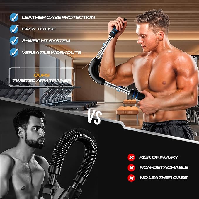 Twister Arm Trainer, Adjustable Twister Arm Chest & Arm Workout Equipment for Men & Women, Ergonomic Detachable Arm Trainer Home Gym Strength Trainer with Anti-Slip Handles & Carry Bag