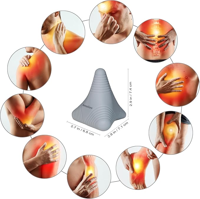 Trigger Point Massage Ball, Manual Massager Tool for Muscle Knot Deep Tissue Relief Myofascial Release Physical Therapy Hip Flexor Iliacus Psoas Hand Foot Back. 2.8×2.9” (Gray)