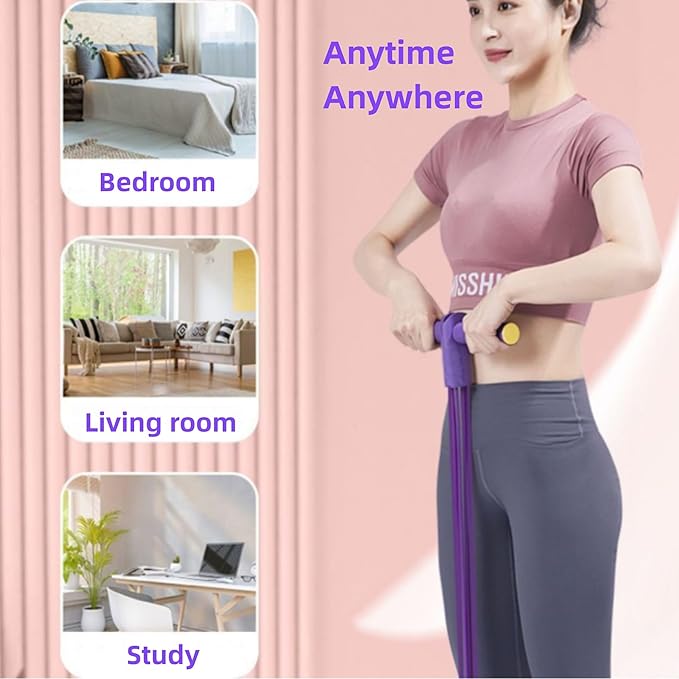 Multifunctional Pedal Resistance Band, 8 Tube Stretch Band with Handle, Upgrade Heavy-Duty TPE Tubes with 300% Stretch, Shaping Exercise Equipment for Abdominal, Leg, Arm and Back Slimming Training
