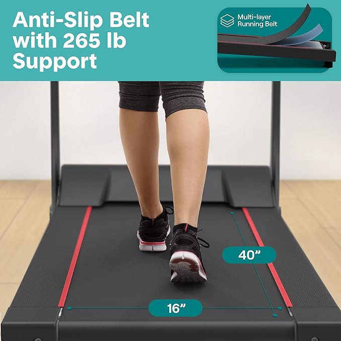 SereneLife Treadmills for Home with 13% Manual Incline Treadmill, 3.5HP - Compact Digital Portable Foldable Treadmill with Speakers, Bluetooth, App Sync, Heart Rate Monitor, for Walking, Running, Gym