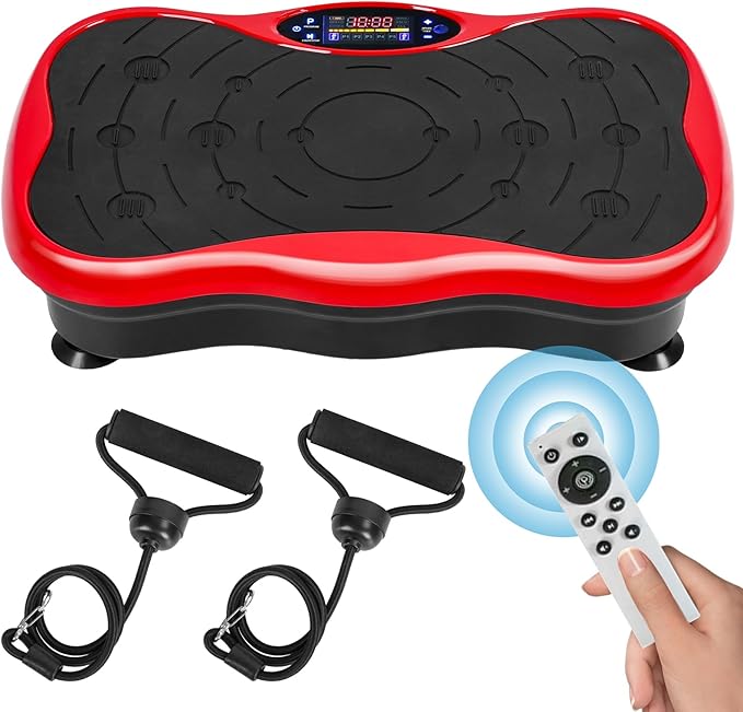 Vibrating Plate Machine with Resistance Bands & 99 Speed Levels, Whole Body Vibration Platform for Lymphatic Drainage & Toning, Power Waver Vibration Trainer for Weight Loss/Home Fitness