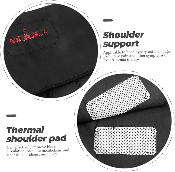 Magnetic Therapy Self-Heating Shoulder Pad Belt for Pain Relief and Support Black Thermal Compression Brace for Men Women for Sports and Recovery