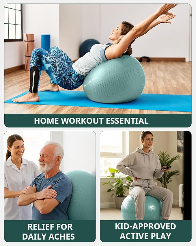 Trideer Exercise Ball Yoga Ball,Office Seating & Balance Ball Chair, Stability Ball for Pilates, Physical Therapy,Core Training & Balance Improvement & Stretching