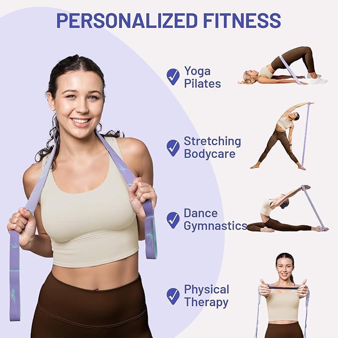 Slim Panda Stretch Strap, Multi-Loop for Physical Therapy,Elastic Yoga Stretching Strap for Dance,Yoga, Pilates & Gymnastics Exercise, Ballet Stretching Band for Flexibility, Leg Stretching