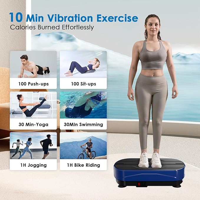 Vibration Plate Exercise Machine - Whole Body Workout Vibration Platform Lymphatic Drainage Machine for Weight Loss Home Fitness with Resistance Bands Remote