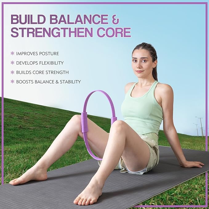 Pilates Kit, Pilates Ring and Ball Set with 5-Level Resistance Bands for Core Strength, Stretching, Toning & Full Body Home Workout Pilates Equipment