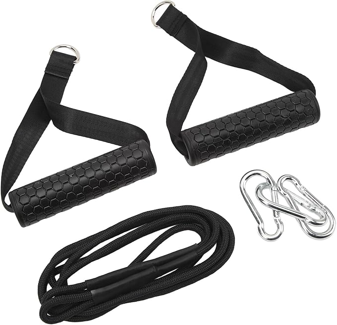 Triceps Rope, Long Strap with 2 Handles Cable Attachments for Multi-Use Fitness for Men Women Home Gym Strength Training