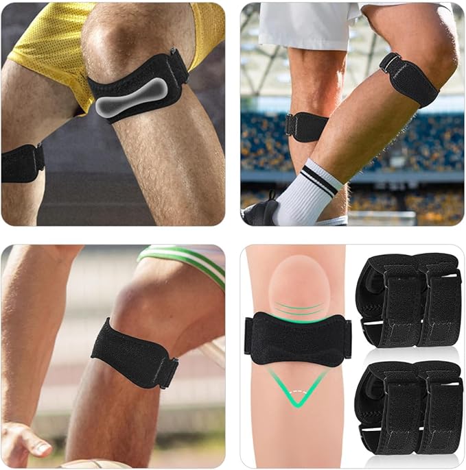 VANZACK Adjustable Patellar Knee Strap with Breathable Silicone Pads, Dual-Side Support Knee Brace for Relief and Sports Protection, Black, Unisex Joint Wrap for Running and Exercise