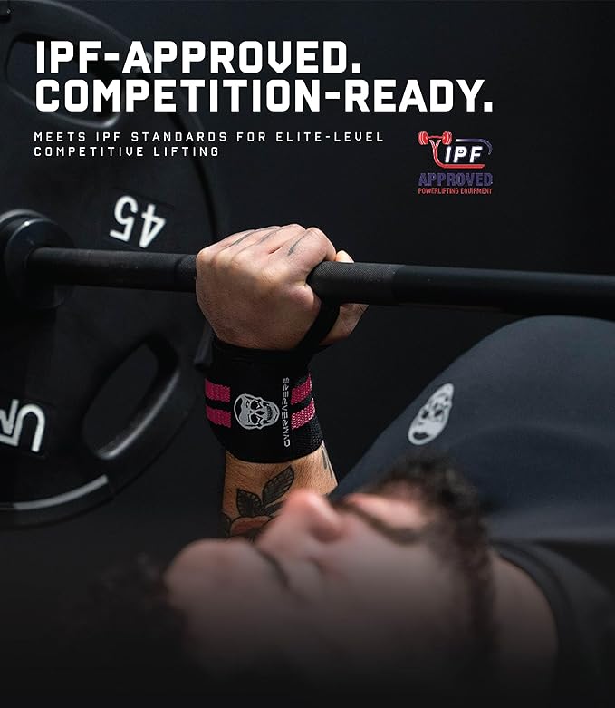 Gymreapers Weightlifting Wrist Wraps (IPF Approved) 18" Professional Quality Wrist Support with Heavy Duty Thumb Loop - Best Wrap for Powerlifting Competition, Strength Training, Bodybuilding