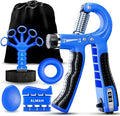 ALMAH Hand Grip Strengthener kit(5 Pack),Grip Strength Trainer,Forearm Workout Trainer Adjustable Grip Exercises,Finger Grip Strengthener,Finger Stretcher,Grip Ring & Stress Relief Ball with Carry Bag