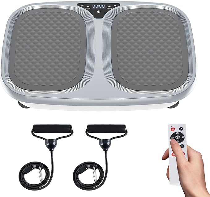 NEWBULIG Vibration Plate, Whole Body Workout Vibrating Platform with LED Touch Screen & Pull Ropes for Weight Loss & Muscle Toning, Home Gym Fitness Equipment with Remote Control for Women Men, Black